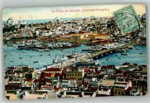 Konstantinopel Istanbul 1911 Gebrauchsspuren Le Pont de Galata Hafen Briefmarke bildseitig