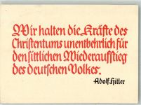 Spruch des Führers Wir halten die Kräfte des Christentums unentbehrlich für den sittlichen Wiederaufstieg des deutschen Volkes Hitler 1939 Gebrauchsspuren
