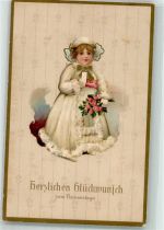 Glückwunsch Kind Blumen Namenstag 1910 Prägedruck
