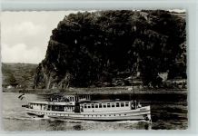 Schiff Tijdgeest II an der Loreley ca 1959 AK Rheinschiff