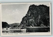 Dampfer Köln an der Loreley 1929 AK Rheinschiff