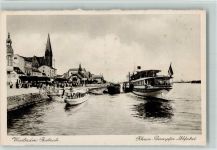 W5429 Biebrich Rhein Dampfer Abfahrt ca 1928 AK Rheinschiff