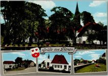 49536 W4543 Lienen , Westf - Ortsanscihten Kirche Wappen 4-Bildaufnahme
