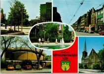 45657 W4350 Recklinghausen , Westf - Ortsansichten Springbrunnen Kirche Wappen Mehrfachaufnahme