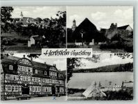 36358 W6422 Herbstein - Teilansicht Alte Stadtmauer Rathaus Fachwerkhaus Schalksbachteiche 4-Bildaufnahme
