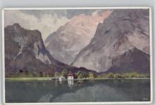 W7071 Bartholomä Königsee Compton, E. H. Künstlerkarte