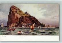 Gibraltar Künstlerkarte Gesamtansicht Segelboote sign. Perlberg