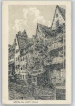 Stadt Breslau / Wroclaw Künstlerkarte Alte Ohle