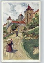 W8803 Rothenburg ob der Tauber Kobolzellertor 1925 AK Alte Frau mit Kiepe - Mutter, K. Künstlerkarte