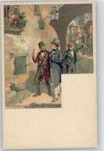 Cichorie Extra Trampler - Was klinget und singet die Strasse herauf - Litho AK Werbung