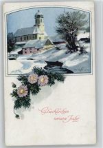 Nr. 11661 - Neujahr - Kirche Winterlandschaft - Hoffmann, Ad. 1924 Künstlerkarte