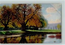 Serie 2607 sign Müller-Landeck "Herbstgold" Landschaft Meissner & Buch Künstlerkarte