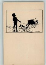 Tierschutzverein Berlin E II Nr. 44 - Wildschwein und badendes Kind Krause-Carus, A.
