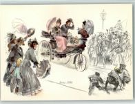 Oldtimer Benz 1888 Mercedes Künstlerkarte