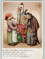 Gänse als Schnattermäuler Cawar Bildkarte Nr. 1058 AK Tier, vermenschlicht Künstlerkarte