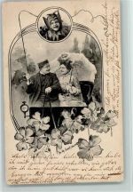 Jugendstil Serie - Fec. Ch. Scolik - Liebespaar in der Kutsche - Kinderköpfe als Fledermaus AK Photomontage Kutsche