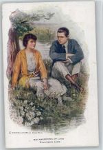 Liebe Poesie - "Erwachende Liebe" 1921 AK Margeriten Künstler sign. Künstlerkarte