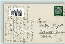 Neujahr - Zwerg mit Ski und eine Kiepe mit Stechpalme Zwerg 1936