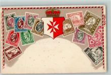 Nr.35 Ottmar Zieher, Malta litho Wappen Briefmarkenabbildung Prägedruck