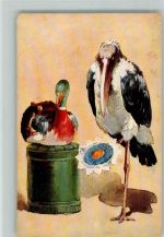 Marabu und eine Ente Tier