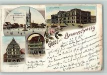 38100 W3300 Braunschweig Lithographie Gruss aus - 3802 Verlag Glaser AK 2 Eckknicke