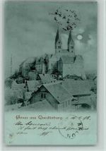 06484 O4300 Quedlinburg 1898 - Gruss aus - Mondschein - Stempelfleck
