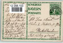 Ganzsache 1911 sign Diez - Königreich Bayern Adel Bayern