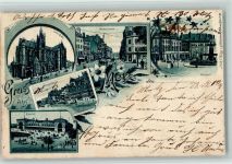 57000 Metz 1898 Lithographie Gruss aus - Bahnhof, Theater, Römerstraße AK