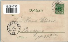 56626 W5470 Andernach 1899 Gebrauchsspuren Gruss aus - Litho - Runder turm, Alter Kran