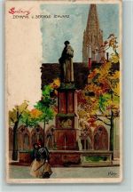 W7800 Freiburg im Breisgau Denkmal v. Berthold Schwarz - sign Kley - Flecken Denkmal 1908 Gebrauchsspuren