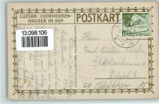 Luzern Lucerne Chorherrenhäuser - Hundekarren - Künstlerkarte Schlatter, E. E. 1955 Gebrauchsspuren