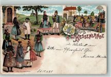 Gruss aus - dem Hessenlande, Litho Trachten Schwälmer 1902 Gebrauchsspuren