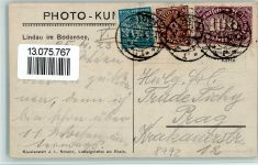 88142 W8992 Wasserburg (Bodensee) 1923 Foto AK Kirchenpartie, drei Stempel drücken durch
