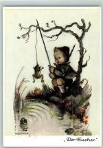 sign Hummel - Der Fischer - Frosch an der Angel 1963 AK Hummel