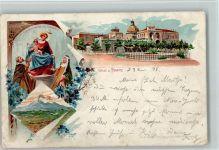 Religion - Gruss aus - Valle di Pompei Motiv Italien 1898 Lithographie
