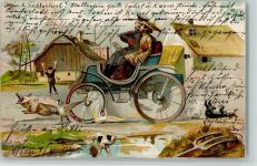 Liebespaar im Automobil, gute Erhaltung AK Auto 1904 Lithographie