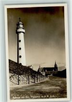 Egmond aan Zee Vuurtoren und Kirche AK Leuchtturm 1950