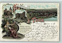 54290 W5500 Trier 1896 Gebrauchsspuren Gruss aus - Litho, Sängergruss