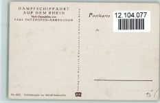 Salondampfer vor Schloß Stolzenfels sign Pützhofen-Hambüchen - Verlag Hoursch 607 AK Rheinschiff Künstlerkarte
