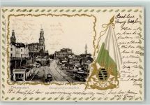 O8000 Dresden Dampfschifflandeplatz Wappen 1904 Lithographie / Prägedruck