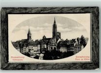 Strasbourg Straßburg (Elsass) Kleberplatz Place de Kléber Prägedruck Holzrahmen 1912 Gebrauchsspuren