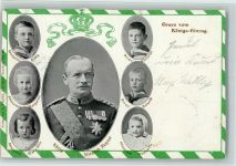 Gruss vom Königs-Einzug AK Beschnitten Adel Sachsen 1905 Gebrauchsspuren
