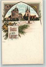 99084 O5000 Erfurt 1898 Lithographie Gruss aus - Verlag Metz 3066 AK