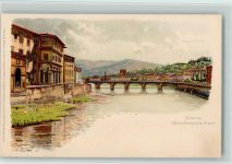 50100 Firenze Lithographie Uffizi e Ponte alle Grazie