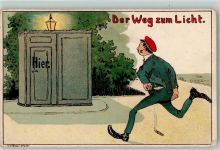 Der Weg zum Licht Student AK Toilette 1900 Lithographie