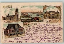 28195 W2800 Bremen 1899 Lithographie Dom Börse Rathaus
