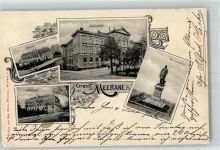 08393 O9612 Meerane 1901 Gebrauchsspuren Webschule Bürgerschule Bismarckdenkmal Realschule