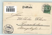 08393 O9612 Meerane 1901 Gebrauchsspuren Webschule Bürgerschule Bismarckdenkmal Realschule