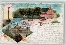 10115 W1000 Tiergarten 1898 Gebrauchsspuren Siegessäule Zelt 1 Kronprinzen Zelt Lithographie