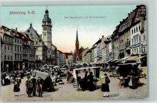 04600 O7400 Altenburg , Thür - Marktplatz mit Wochenmarkt Marktszene